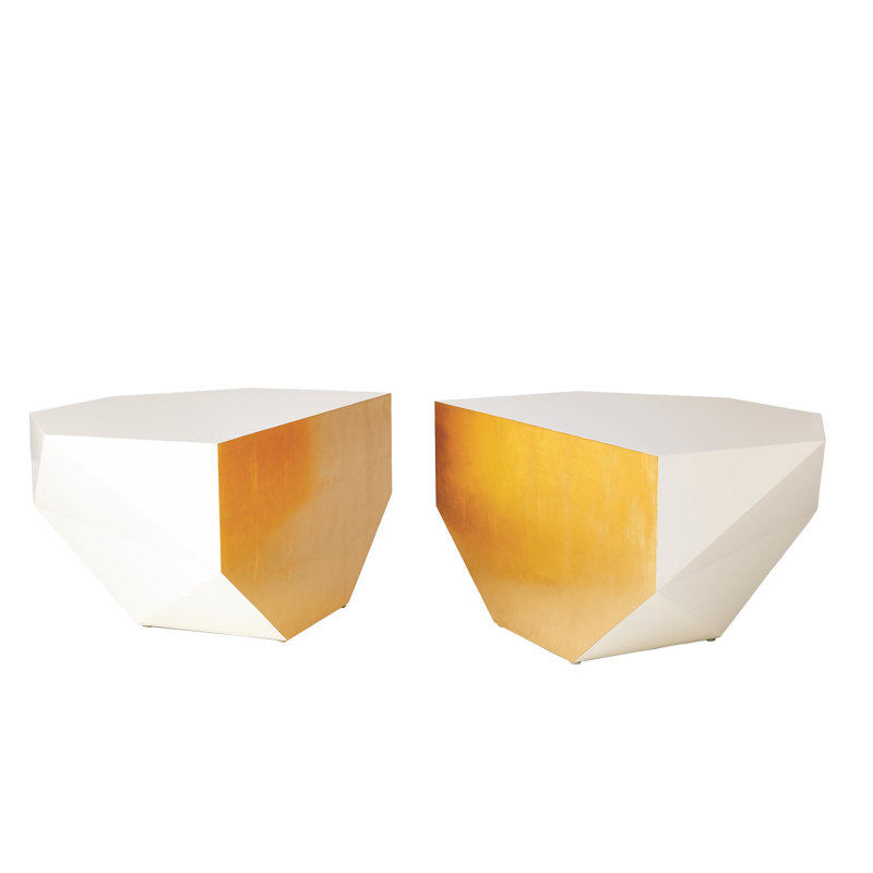 2 Piece Gema Coffee Table Set-Ivory/Gold