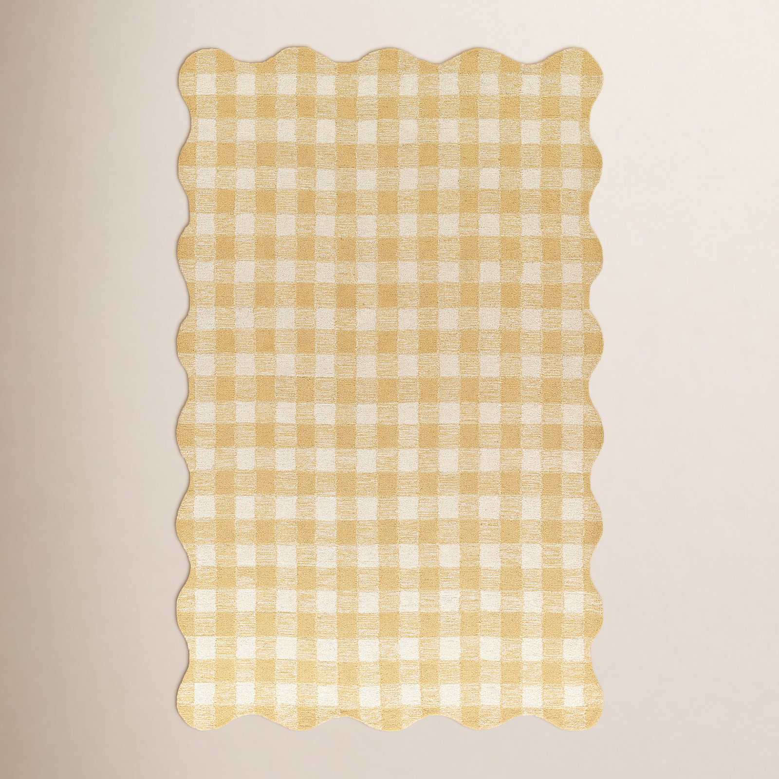 Lola Yellow Hand-Tufted Plaid Wool Rug, Rectangle 5' x 7'6"