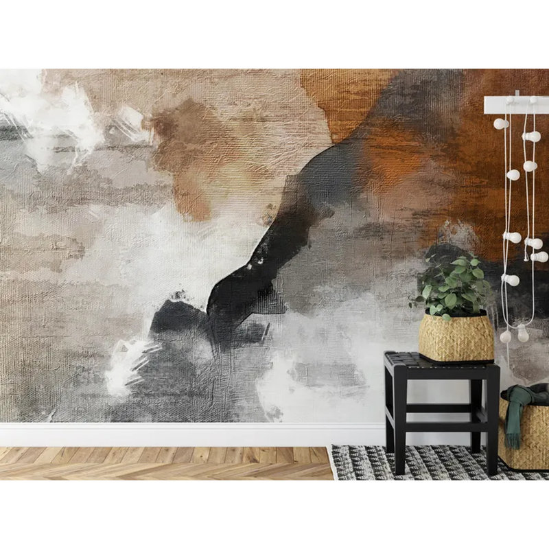 Neutral Earth Tone Abstract Wall Mural, 108" L x 96" W