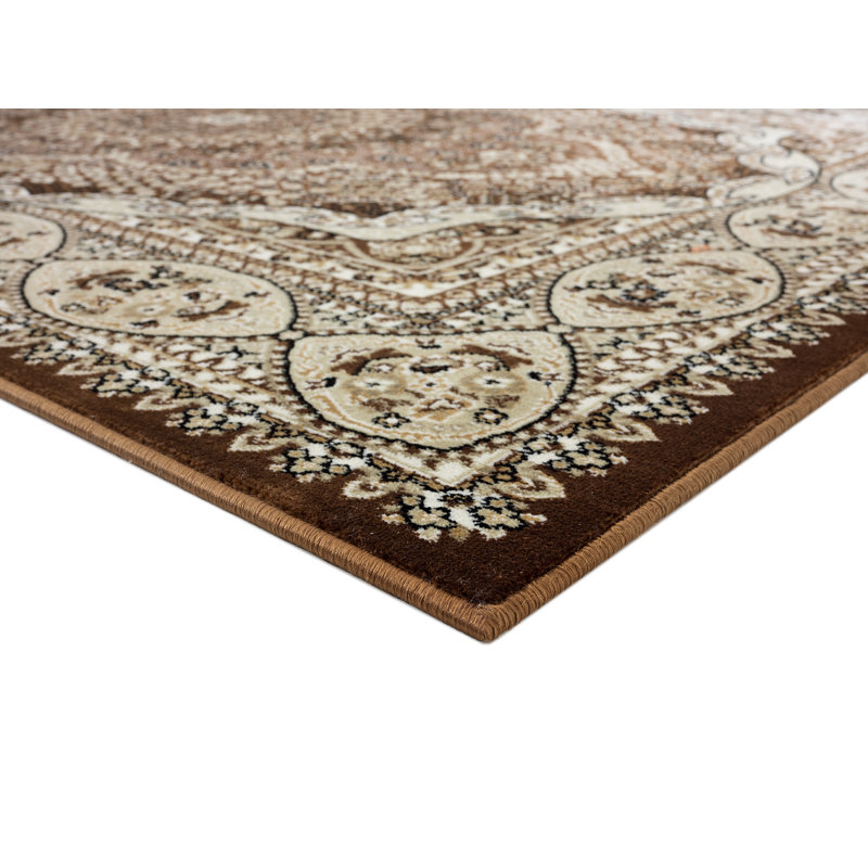 Tapis de zone brune oriental Ellowyn, Rectangle 9 pi 6 po x 13 pi 10 po