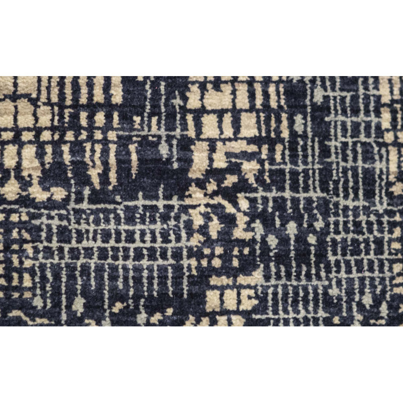 Hand-Knotted High-Quality Charcoal and Beige Area Rug