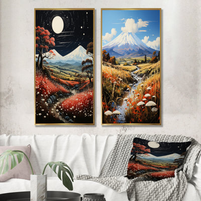 Volcans contrastes volcaniques - ensemble de 2 reproductions d'art sur toile Volcano