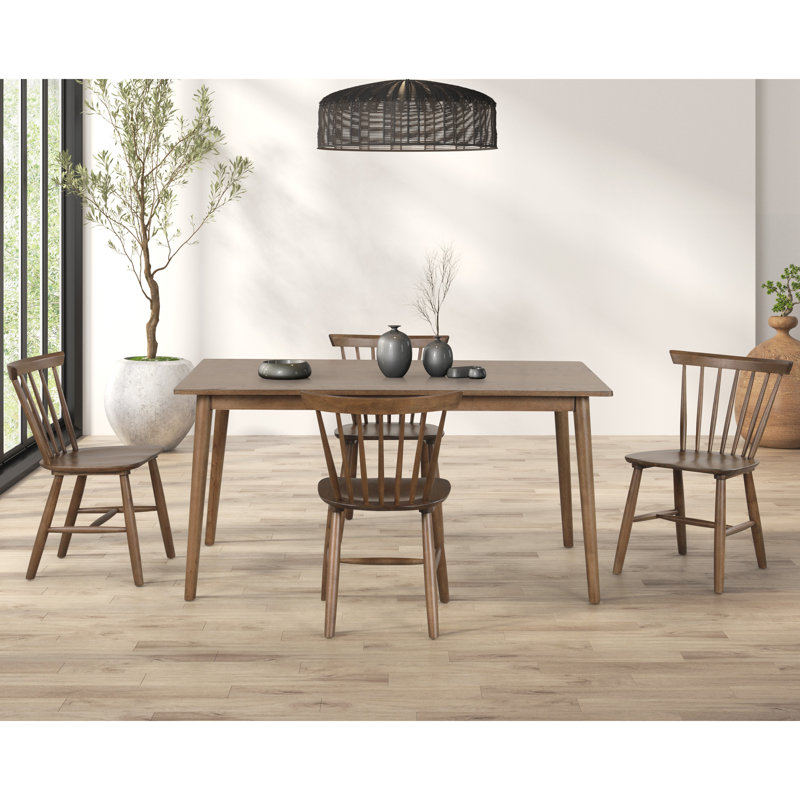 Keyana Dining Table Set, 5 Pieces: Table, 4 Chairs, Brown
