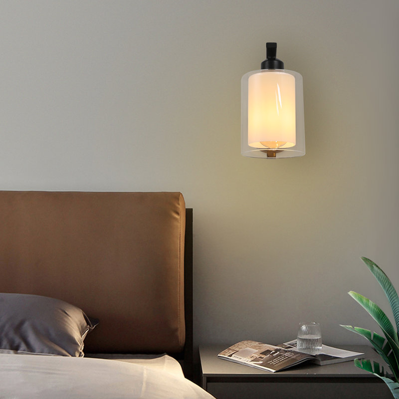 Modern Bedside Wall Sconce Minimalist Wall Light Fixture for Bedroom, Living Room, E27 Socket (Bulb Not Included)