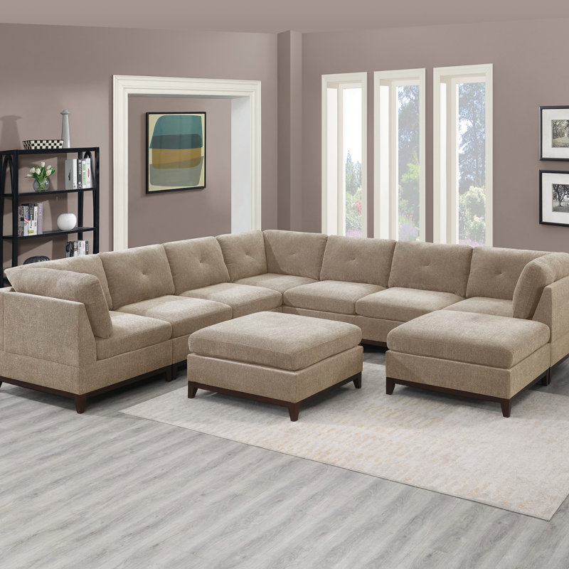 Canapé modulaire en tissu d'ameublement en chenille Camel