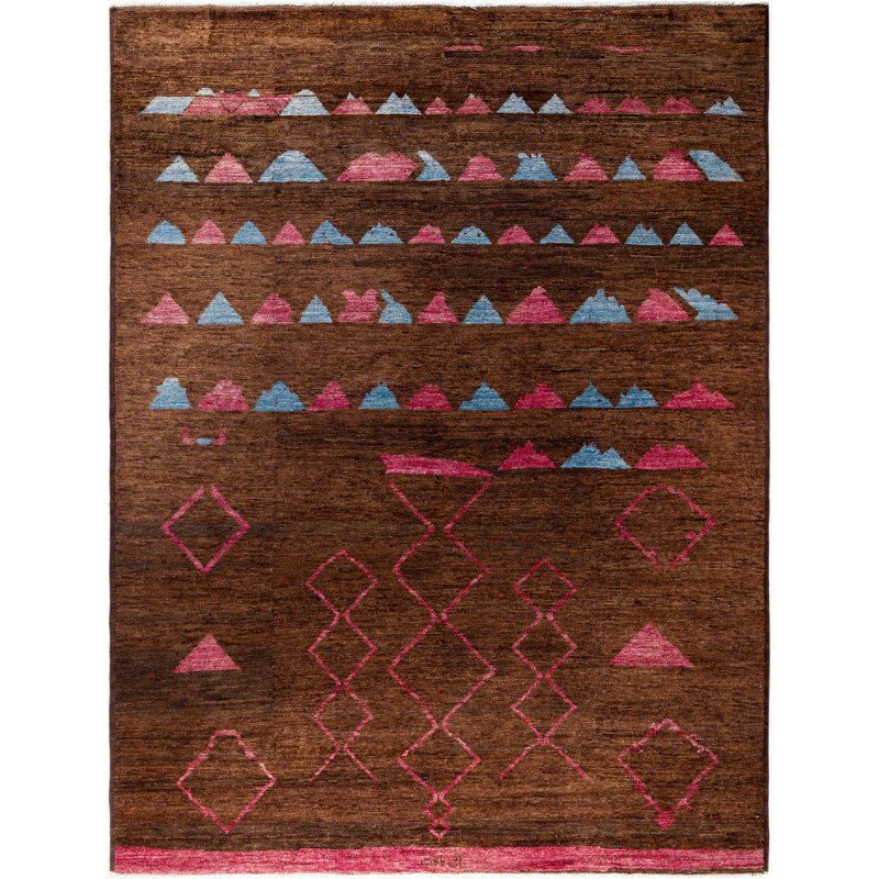 Overdyed Hand-Knotted Wool Modern-Contemporary Brown Area Rug 9' 1" x 11' 10"