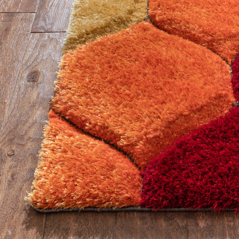 Multicolor Geometric Shag Rug with 3D Texture, 3'11" x 5'3"