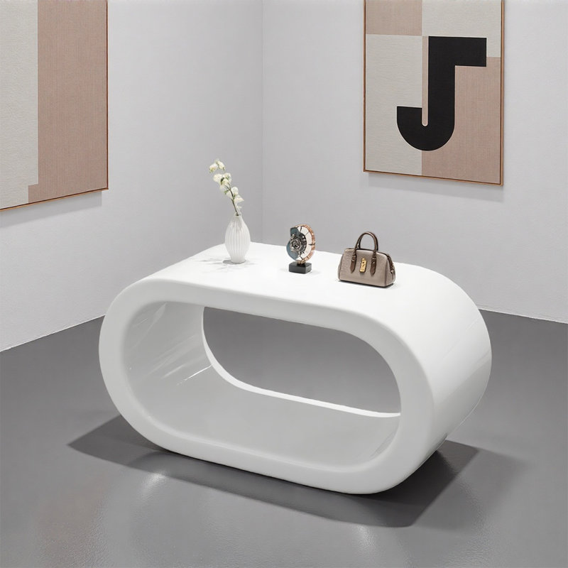 Table de présentation blanche minimaliste, H 23,62 po x l 59,06 po x P 23,62 po