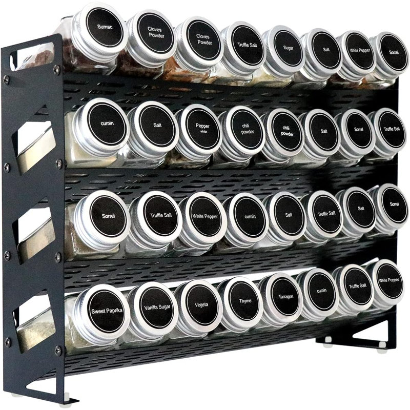 Support à épices à 4 niveaux pour armoire de cuisine ou fixation murale