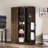 55" Tall Garage Storage Cabinet Asymmetrical Shelf for Cleaning Tool Organizer Rustic Wood -2023873393