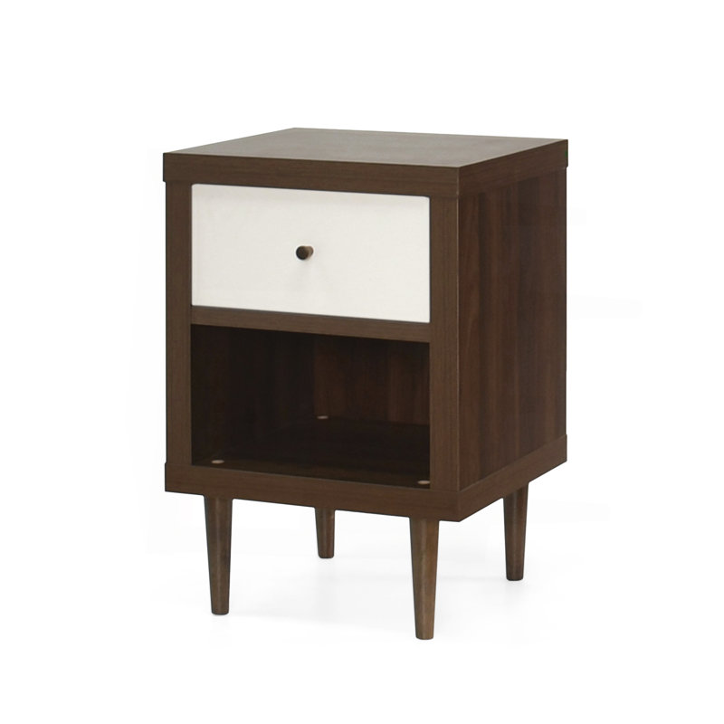 2-Drawer Nightstand, Walnut/White