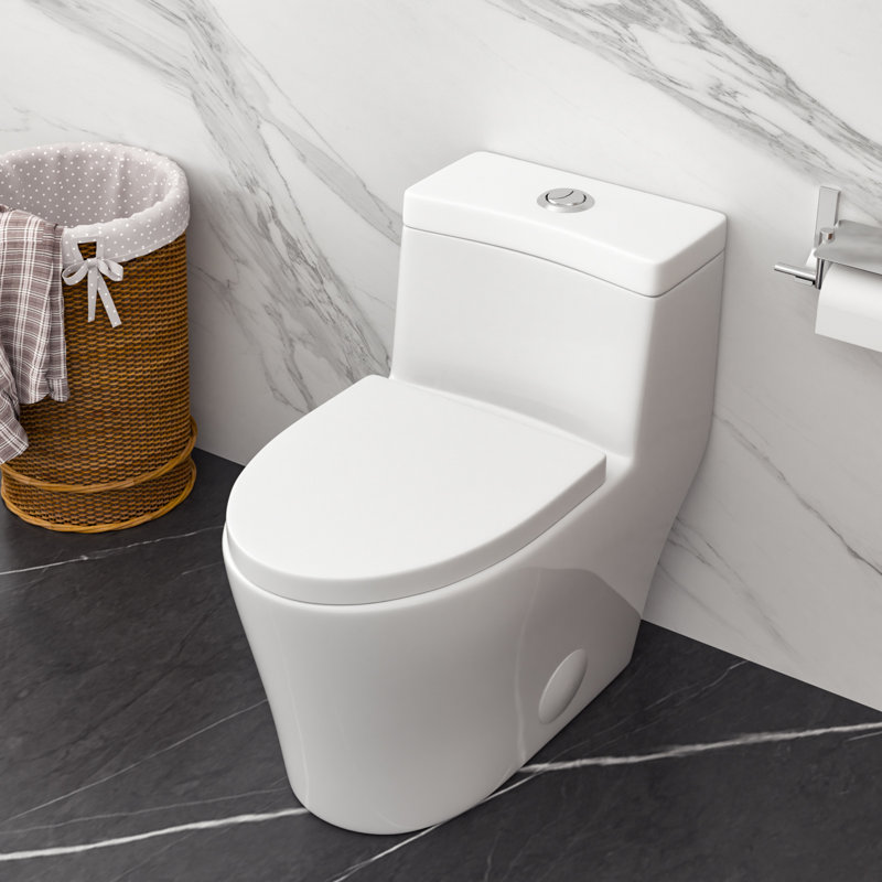 Toilette allongée monopièce à double chasse (siège inclus)
