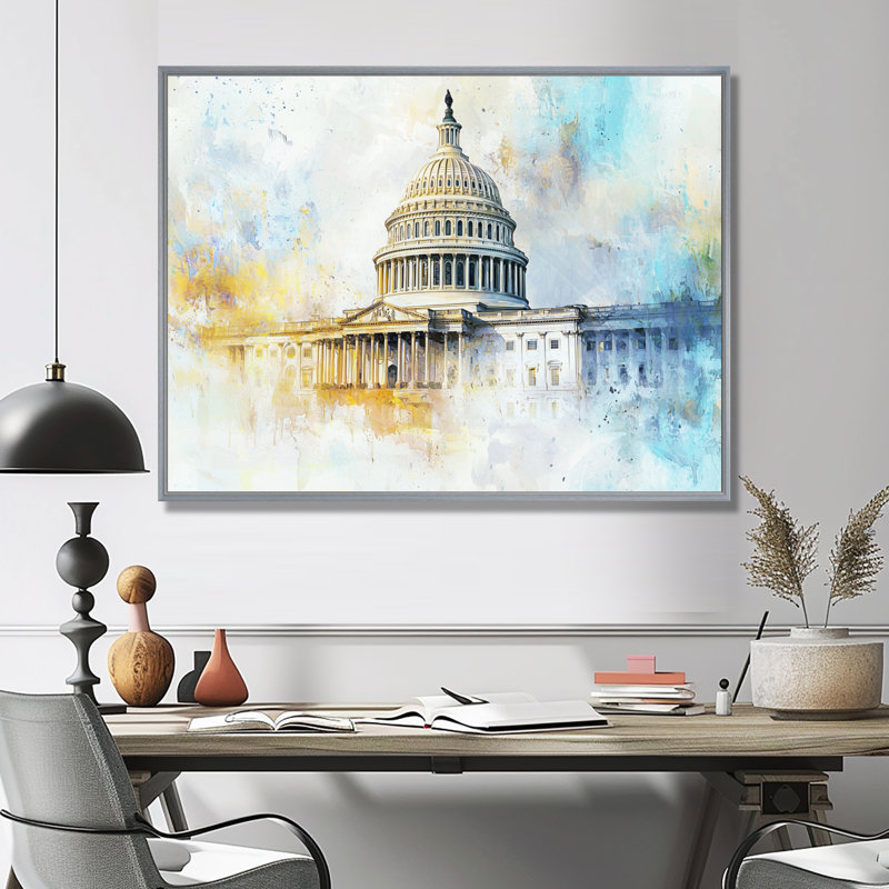 Chul - art mural patriotiste américain, Argent argent, H 12 po x l 20 po, Impression encadrée flottante