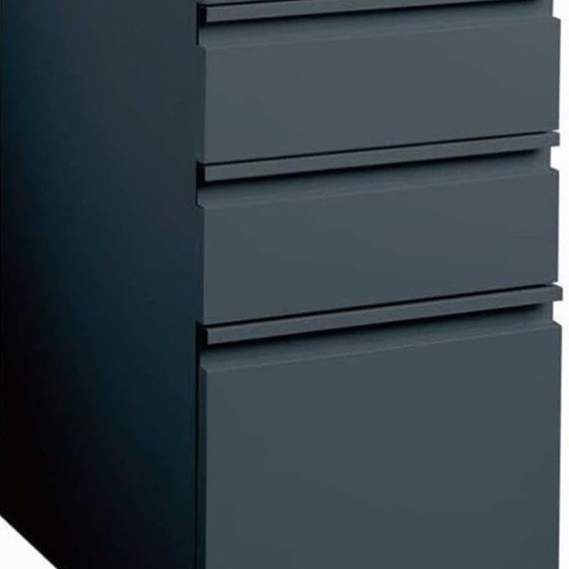 Deep Metal Mobile Pedestal File 3-Drawer Box, Mobile File Cabinet in Charcoal in Set of 2, Black