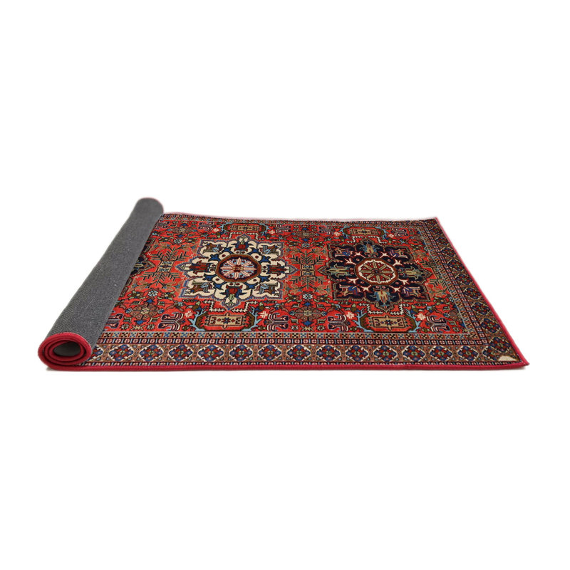 Tapis traditionnel rouge / noir Bernartice, Rond 5 pi