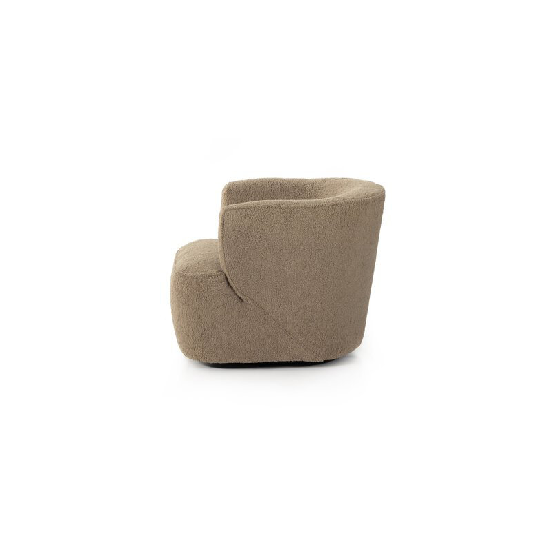Mila Swivel Barrel Chair, Sheepskin Camel Sherpa Polyester Blend