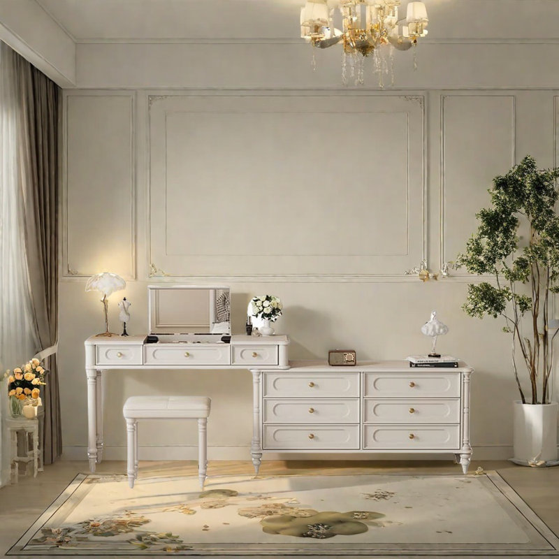 Cream Style Solid Wood Dressing Table