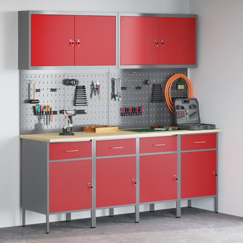 Work Cabinet with Drawer, Red