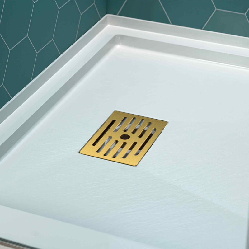 WOODBRIDGE 60 In. X 36 In. Solid Surface Shower Pan Base, Alcove Installation With Drain Options, Slip-Resistant & Mold-Resistant