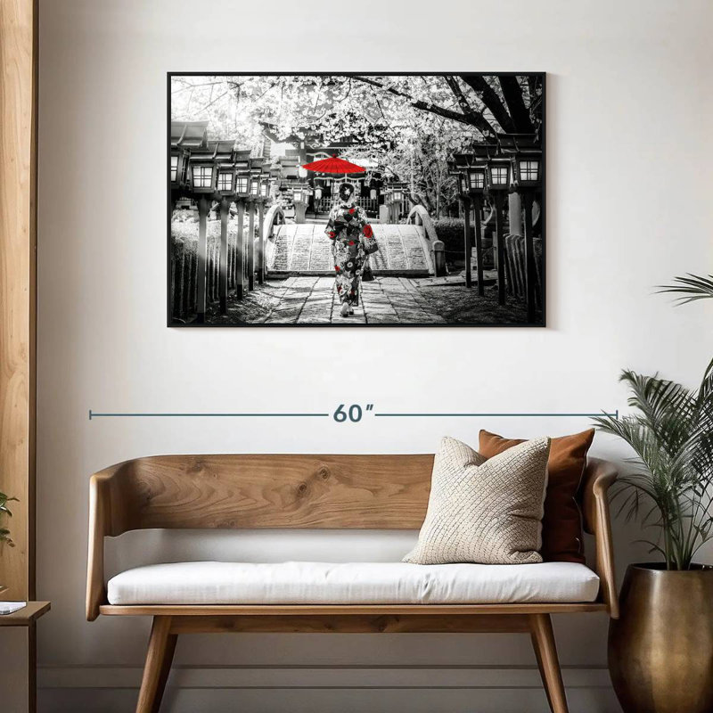 Geisha Pop, Cadre flottant noir, 43 po x 29 po