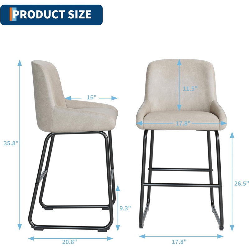 Counter Stool with Metal Frame, White, 3