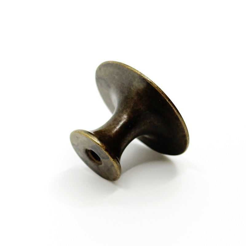 Worn Brass Round "Bari" Cabinet Knob