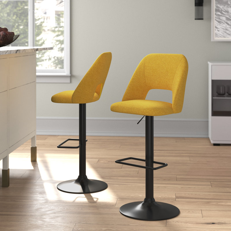 Tabouret de bar rotatif à hauteur ajustable Bridgette, Jaune