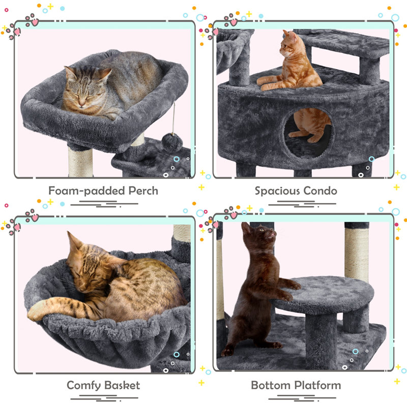 116.5cm H Cat Tree, Dark Grey