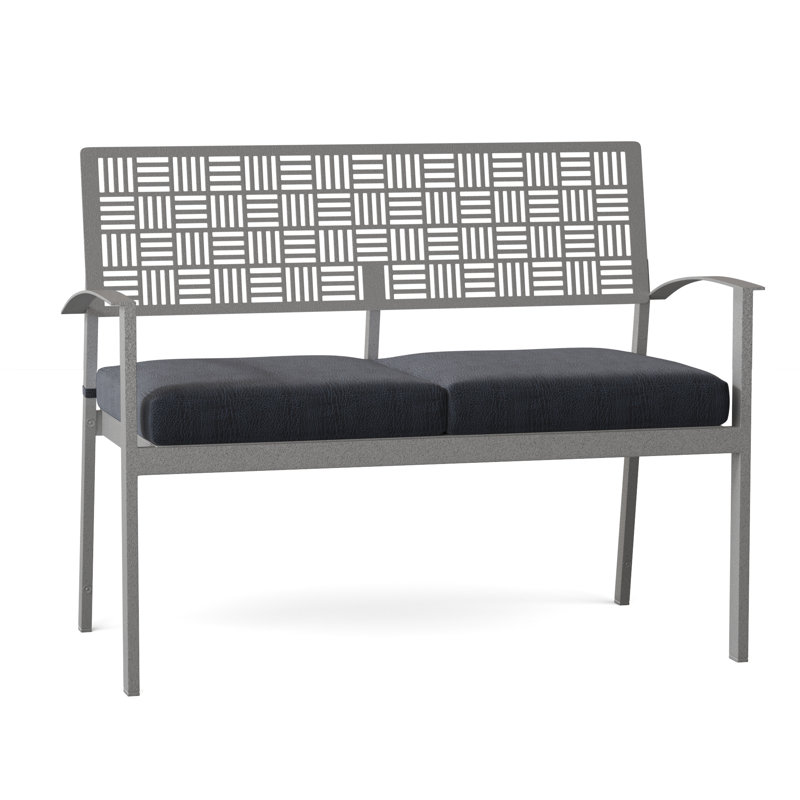 New Century Outdoor Bench, Pewter, Canvas Bird's Eye Sunbrella® Canvas
