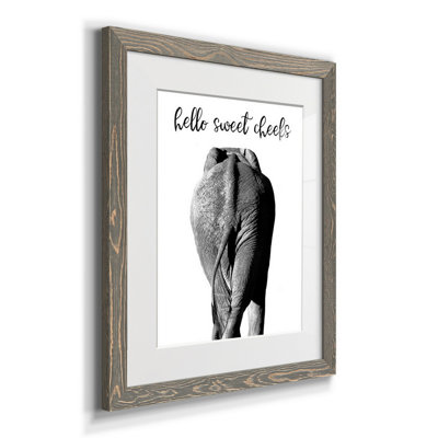 Elephant Bum - Matted and Framed Under Acrylic Glass, Large Living Room Wall Art