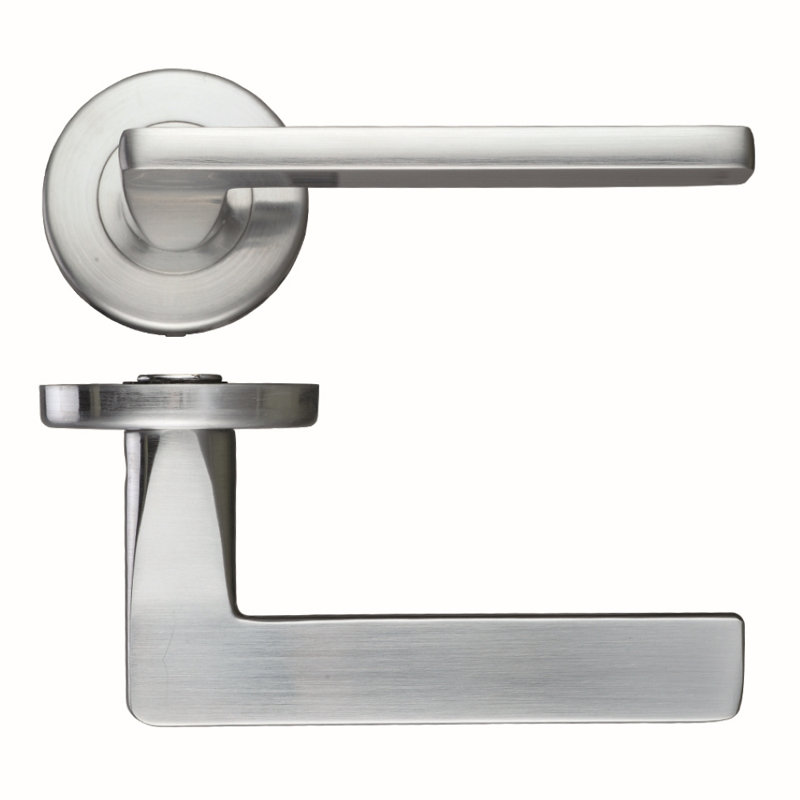 Leon Latch Door Handle, Satin Chrome