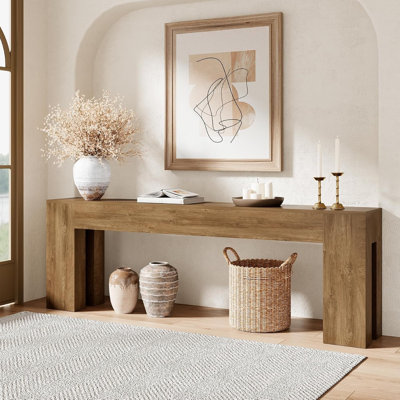 94.5 Inch Extra Long Console Table, Farmhouse Large Wooden Entryway Table, Long Sofa Table Behind Couch for Spacious Living Room Hallway, Natural Oak Brown
