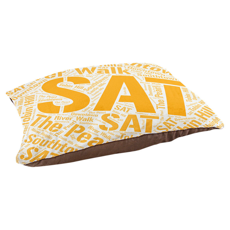 Coussin de chien « districts », Grand (l 40 po x P 30 po x H 14 po), Orange, San Antonio