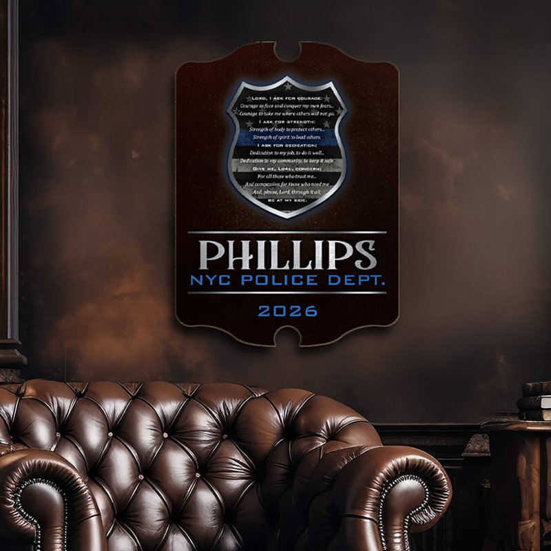 Panneau de police Dedication And Courage, H 30 po x l 21 po x P 2 po, Oui