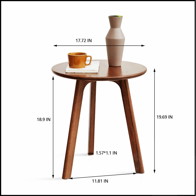 Table d'appoint ronde - Petite table d'appoint en chêne massif pour salon, chambre et balcon, facile à assembler et durable