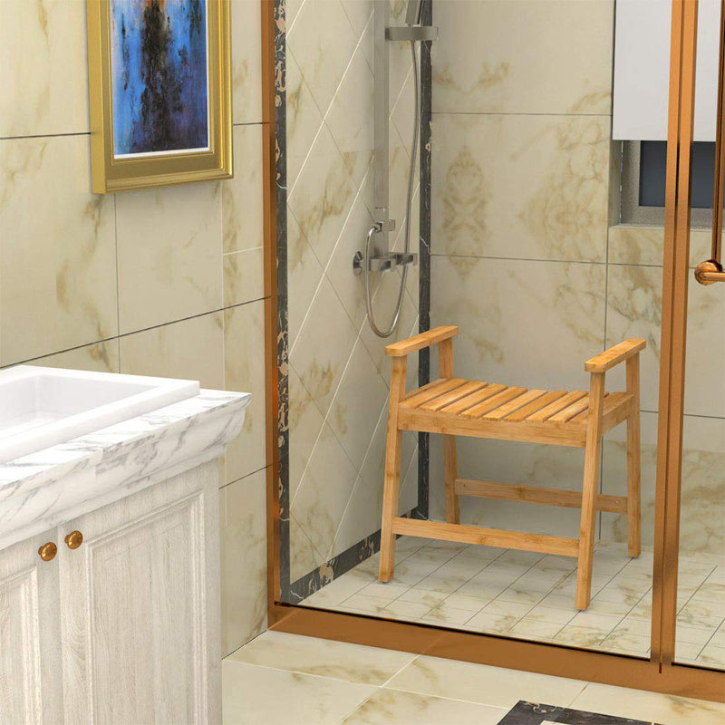 Hertraud 14.96'' W Bamboo Shower Bench