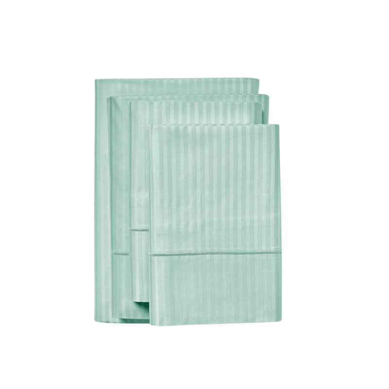 Bibb Home 1000 Thread Count Stripe Sheet Set - 100% Egyptian Cotton, Green