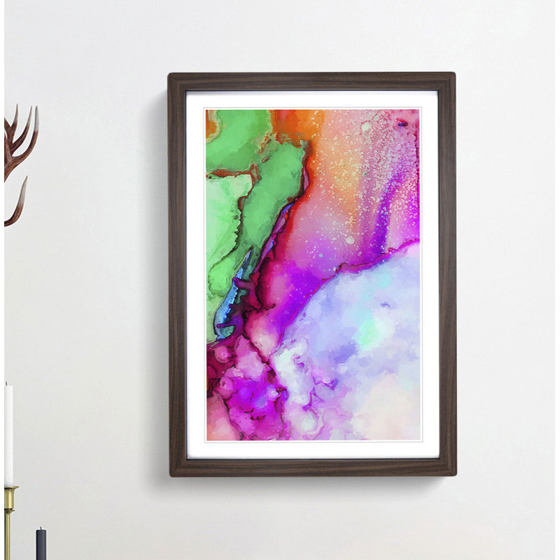 Ink Bliss in Abstract - Framed Print, 76cm H x 50cm W x 2cm D, Walnut