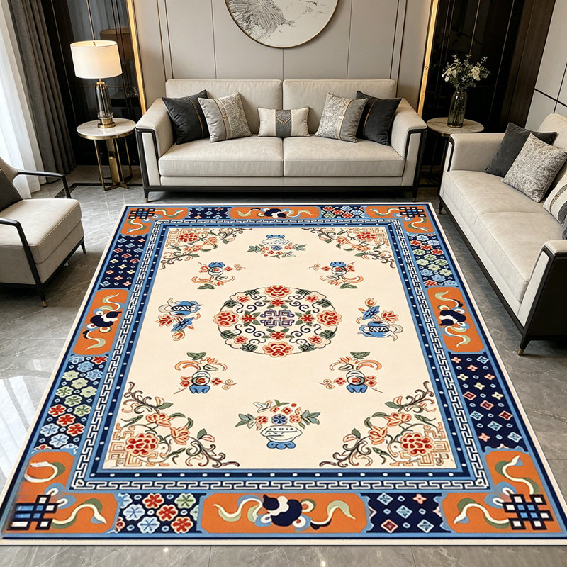 1PC Vintage Persian Bohemian Floral area rugs for Living Room, Soft and Comfortable, Suitable for all seasons, easy-to-maintain, machine washable Indoor floor mat, Under Table Farmhouse suitable for dining table, bedroom, entryway, kitchen, home