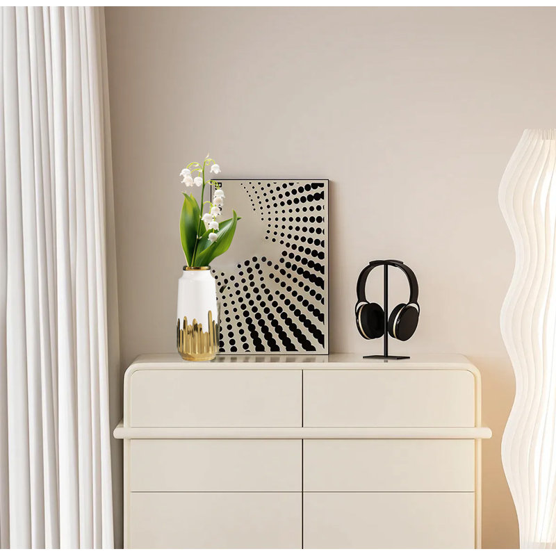 Vase à fleurs en céramique, vase blanc et or, Hauteur totale - 7,87 po