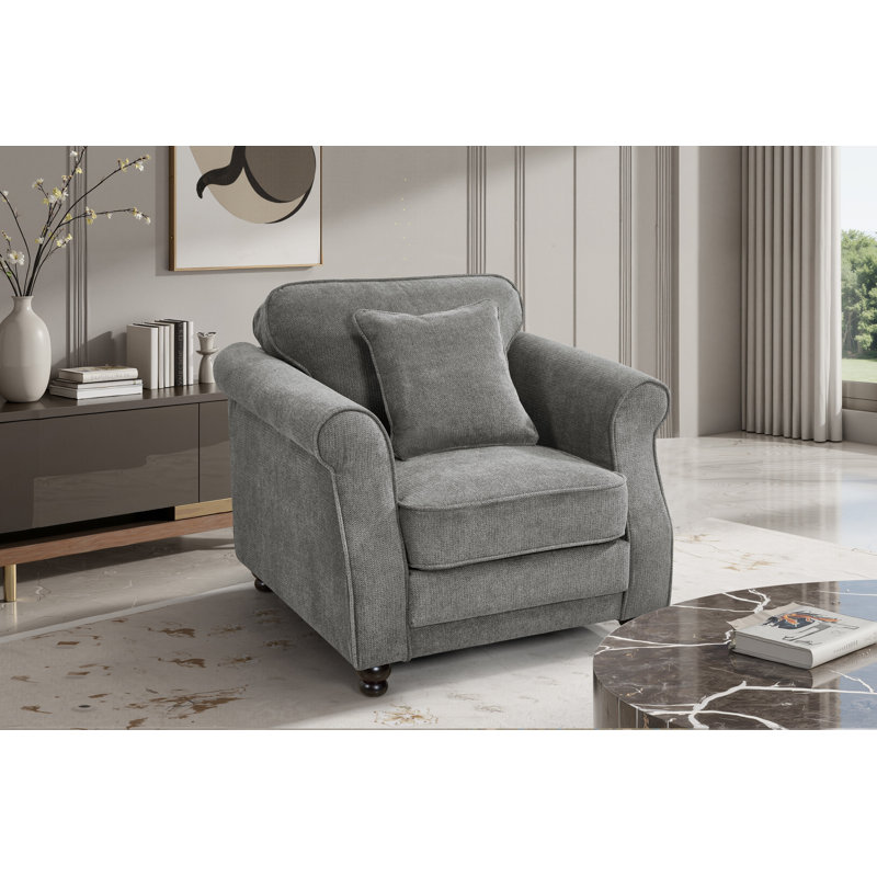 Baldemar Upholstered Armchair, Dark Grey