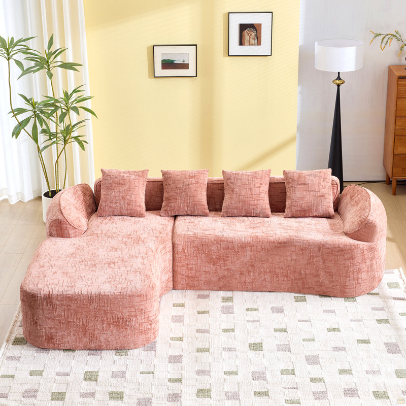 Canapé en L Chenille, Rose