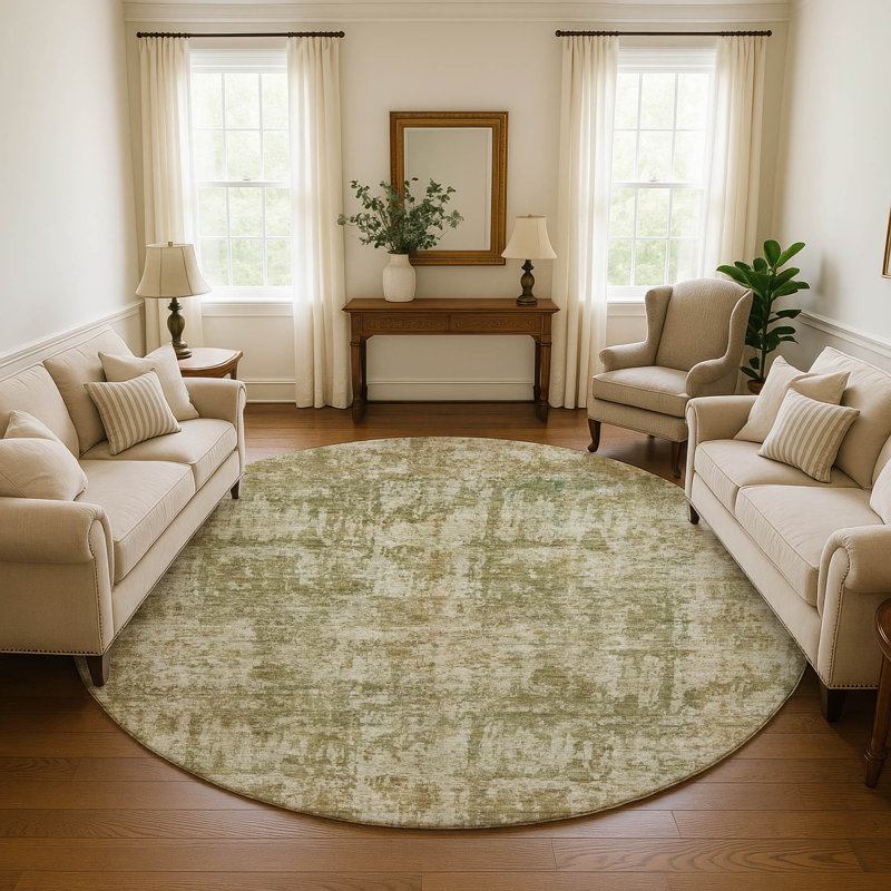 Premium Machine Washable Marasco AMF1627 Modern Rug, Round 8'