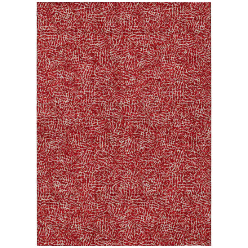 Tapis intérieur lavable extérieur géométrique rouge 3 pi x 5 pi