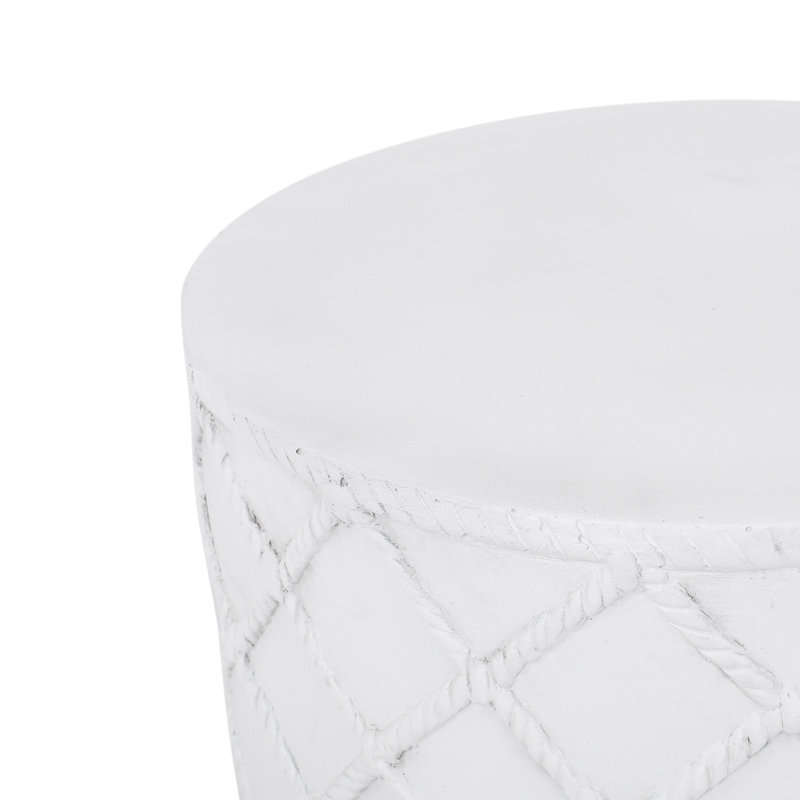 Table d'appoint intérieure moderne en béton - Corde nautique 15,66 po, carrée, prête à l'emploi, extrémité légère et chic avec accent 18,63 po de hauteur, aucun assemblage requis