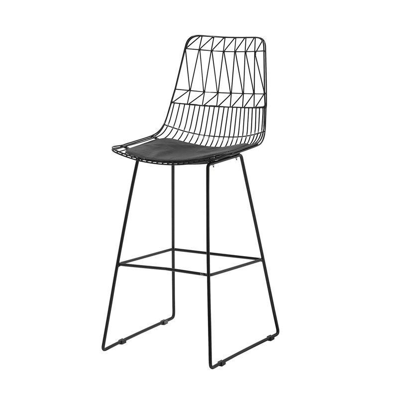Crestline Upholstered Counter Stool with Metal Frame, Black