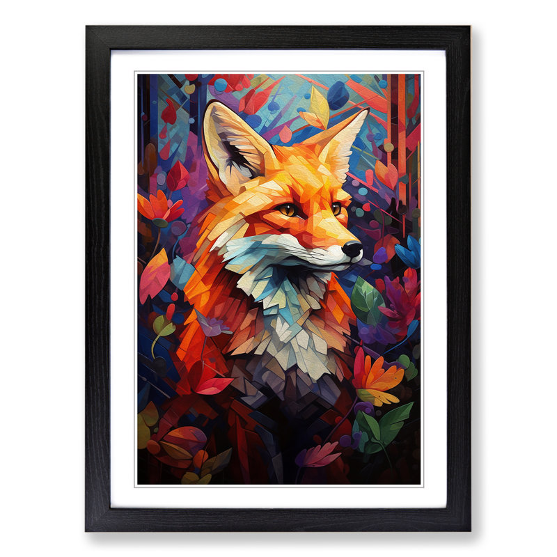 Fox Orphism No.4 Framed Print, 64cm H x 46cm W, Black Framed