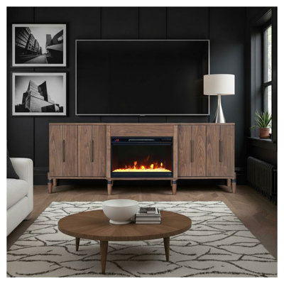 Meuble télé Tranquility 78 po pour téléviseur de 90 po ou moins, assemblage minimal, finition noyer