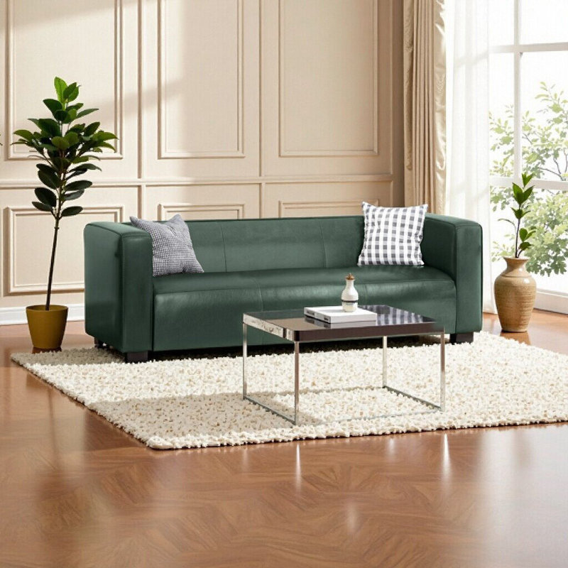 Élégant canapé tuxedo vert à 3 places - Style contemporain avec pieds en bois de bouleau pour les salons modernes, Vert