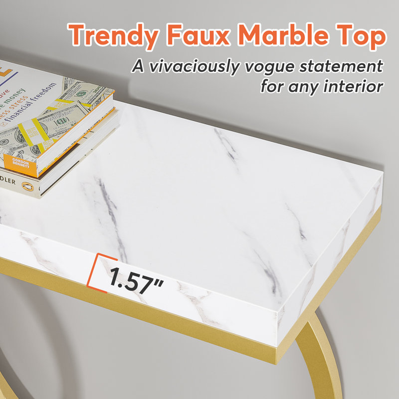 Korrion Console Table, White/Gold